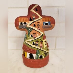 Peruvian Clay Pierced Votive Cross